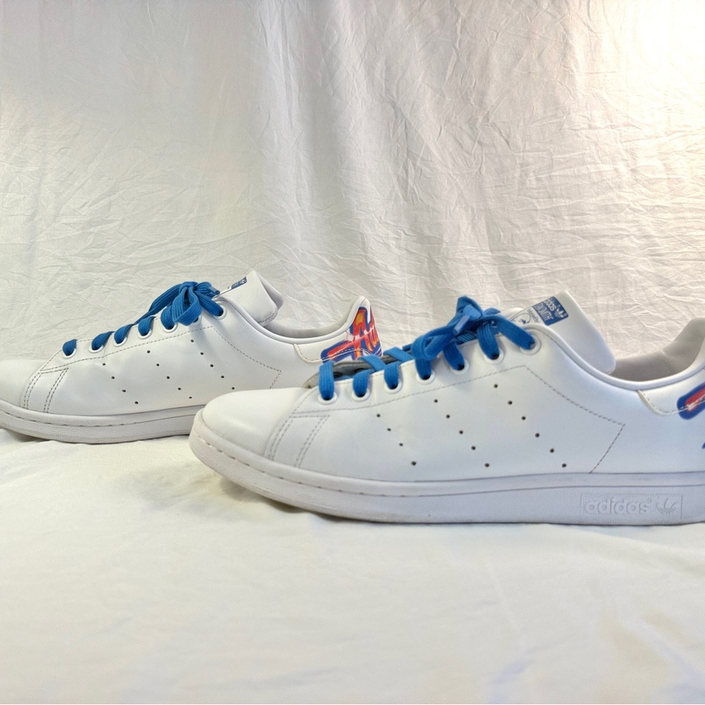 Limited Edition Adidas Stan Smith White Shoes with Blue Accents